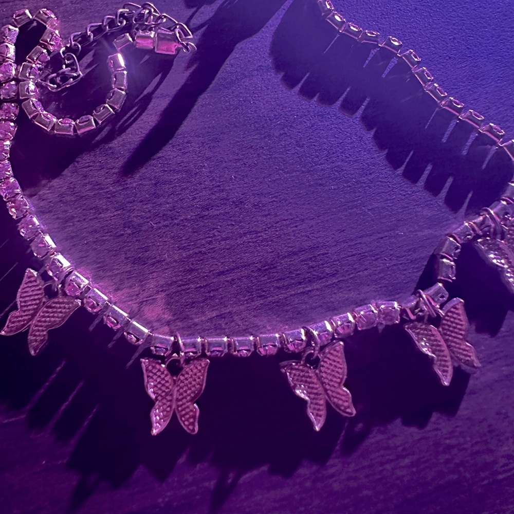 Pink diamond butterfly necklace